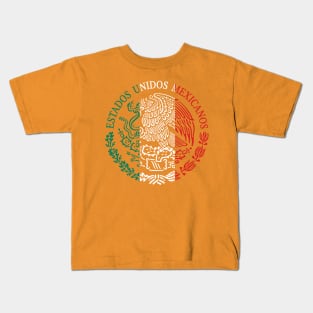 Escudo Nacional Mexicano - Emblema Tricolor Kids T-Shirt